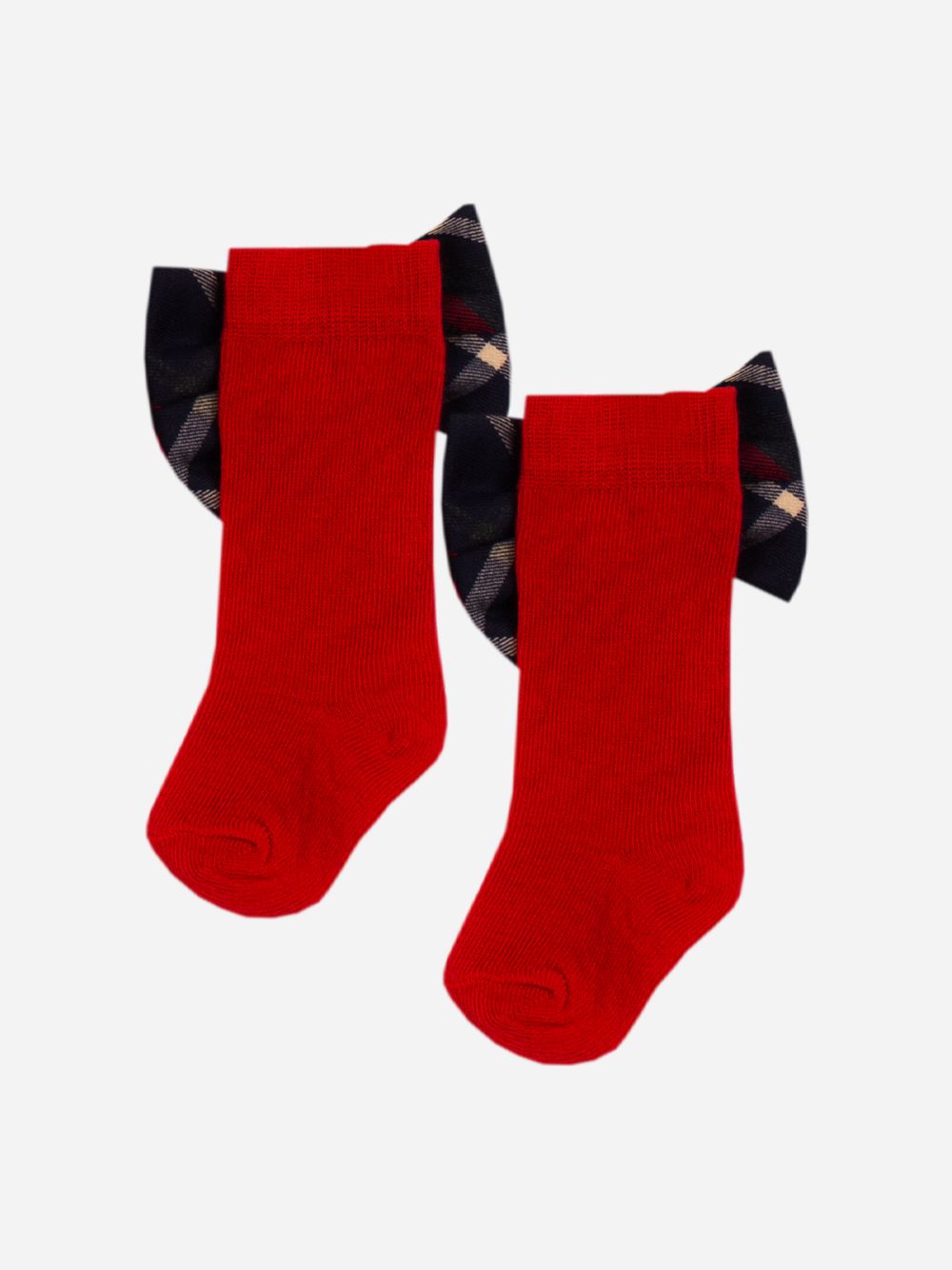 Red tartan bow socks