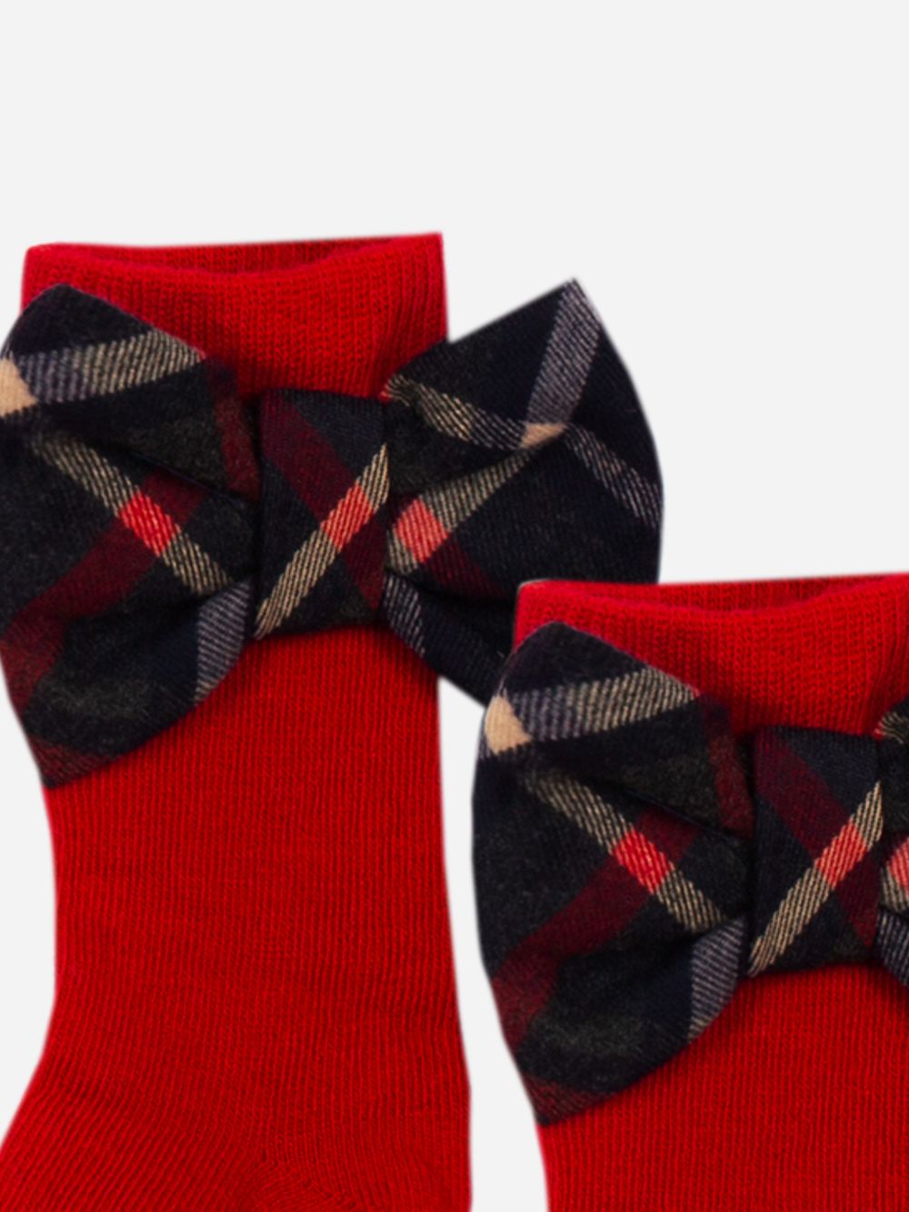 Red tartan bow socks
