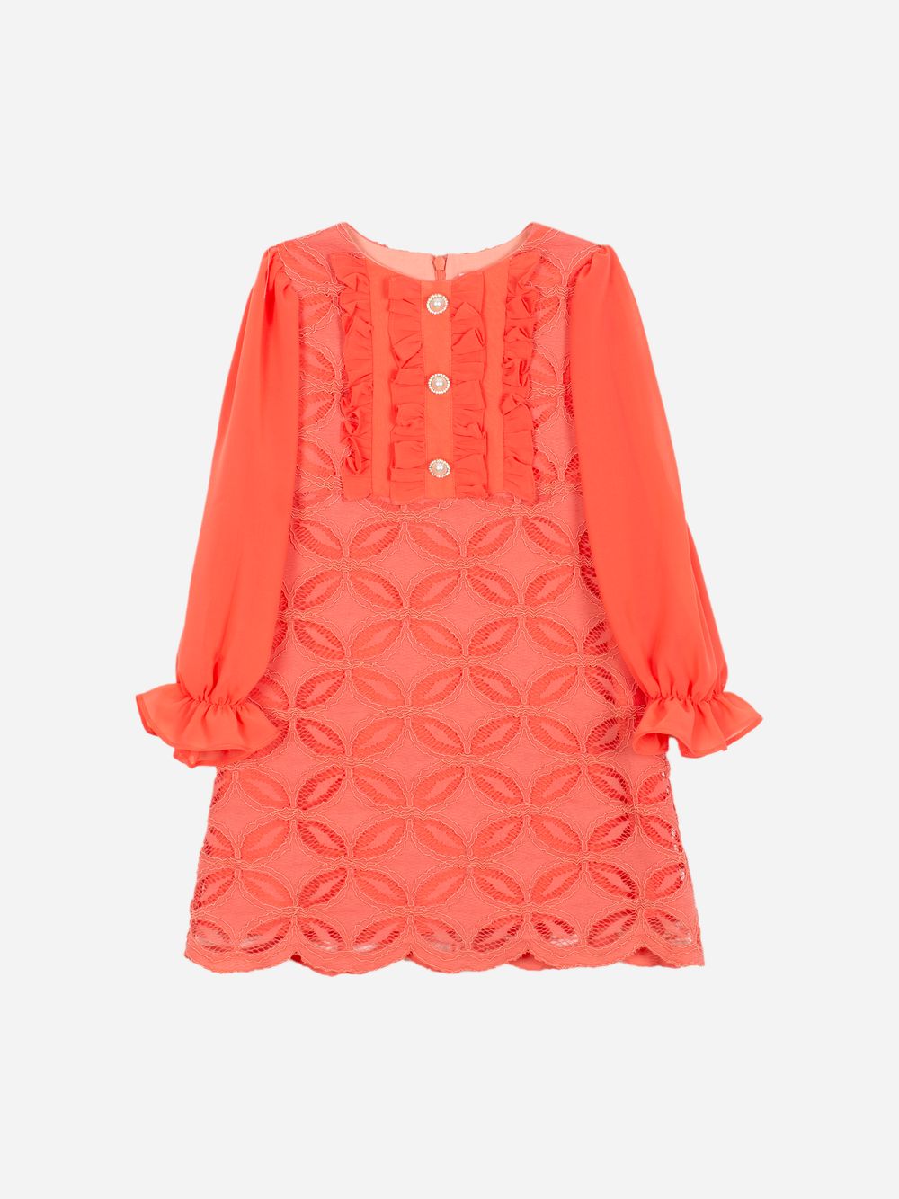 Lace and chiffon lace dress