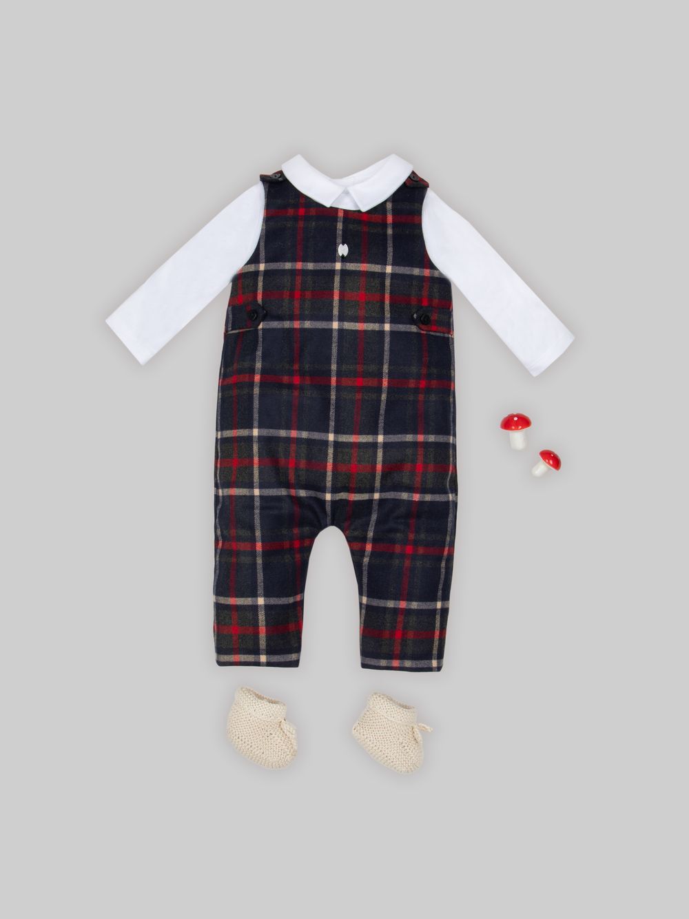 Tartan and jersey romper