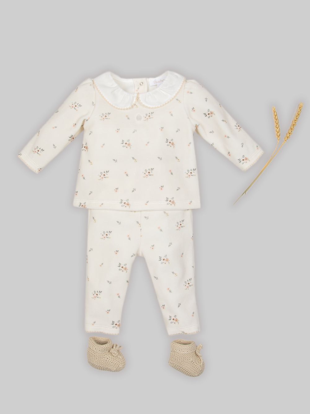 Beige baby top and pants set