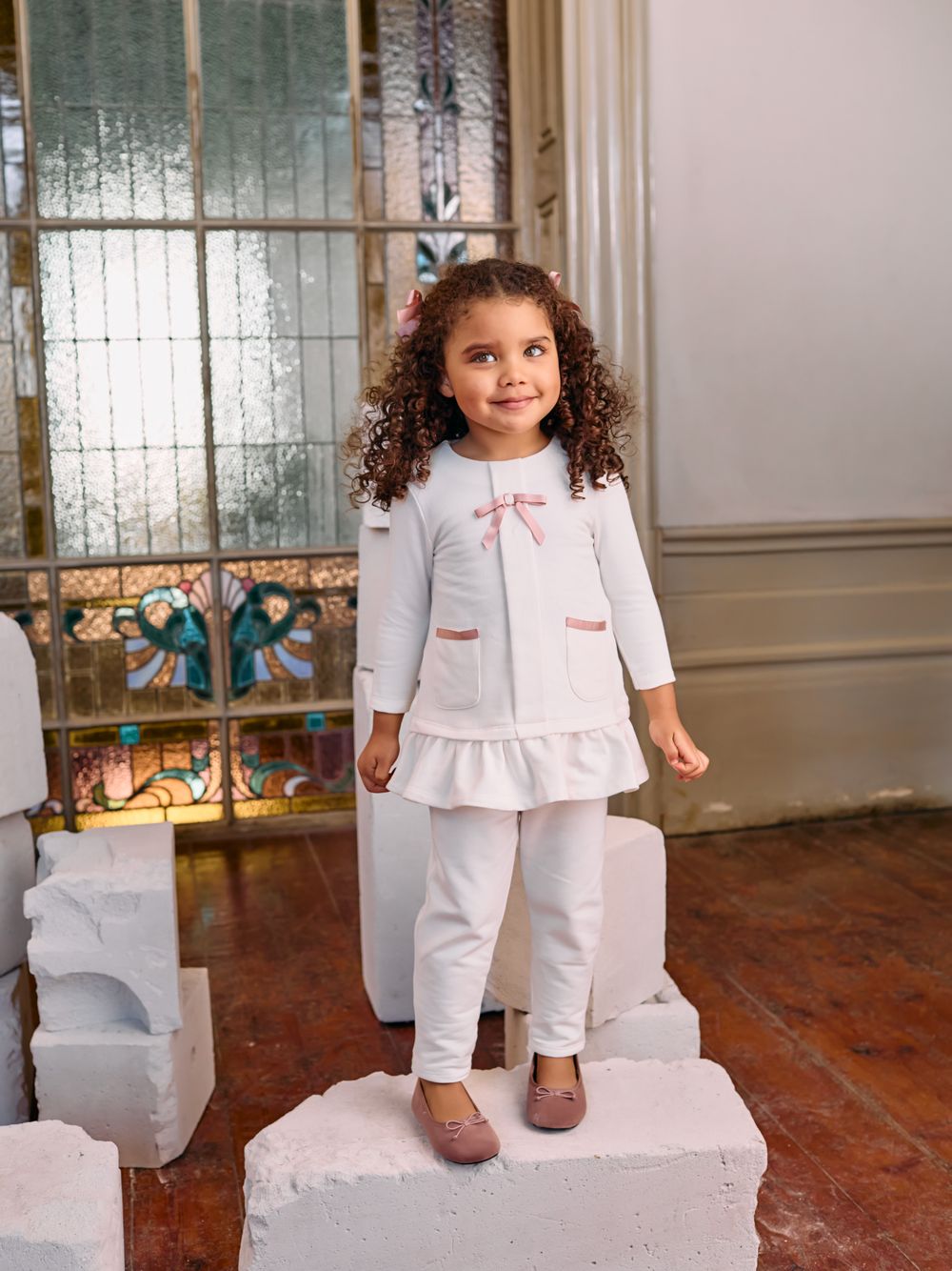 Ecru cotton fleece set
