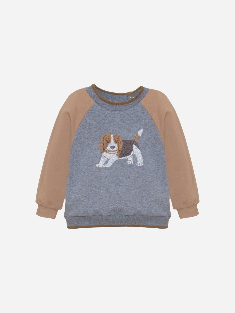 Grey sweater with beagle