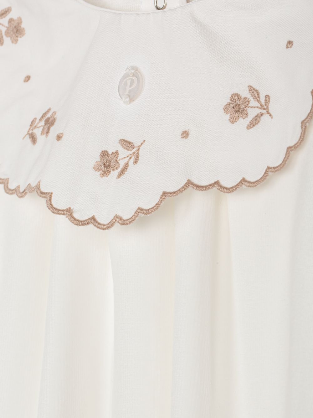 Elegant ecru babygrow with embroidered collar