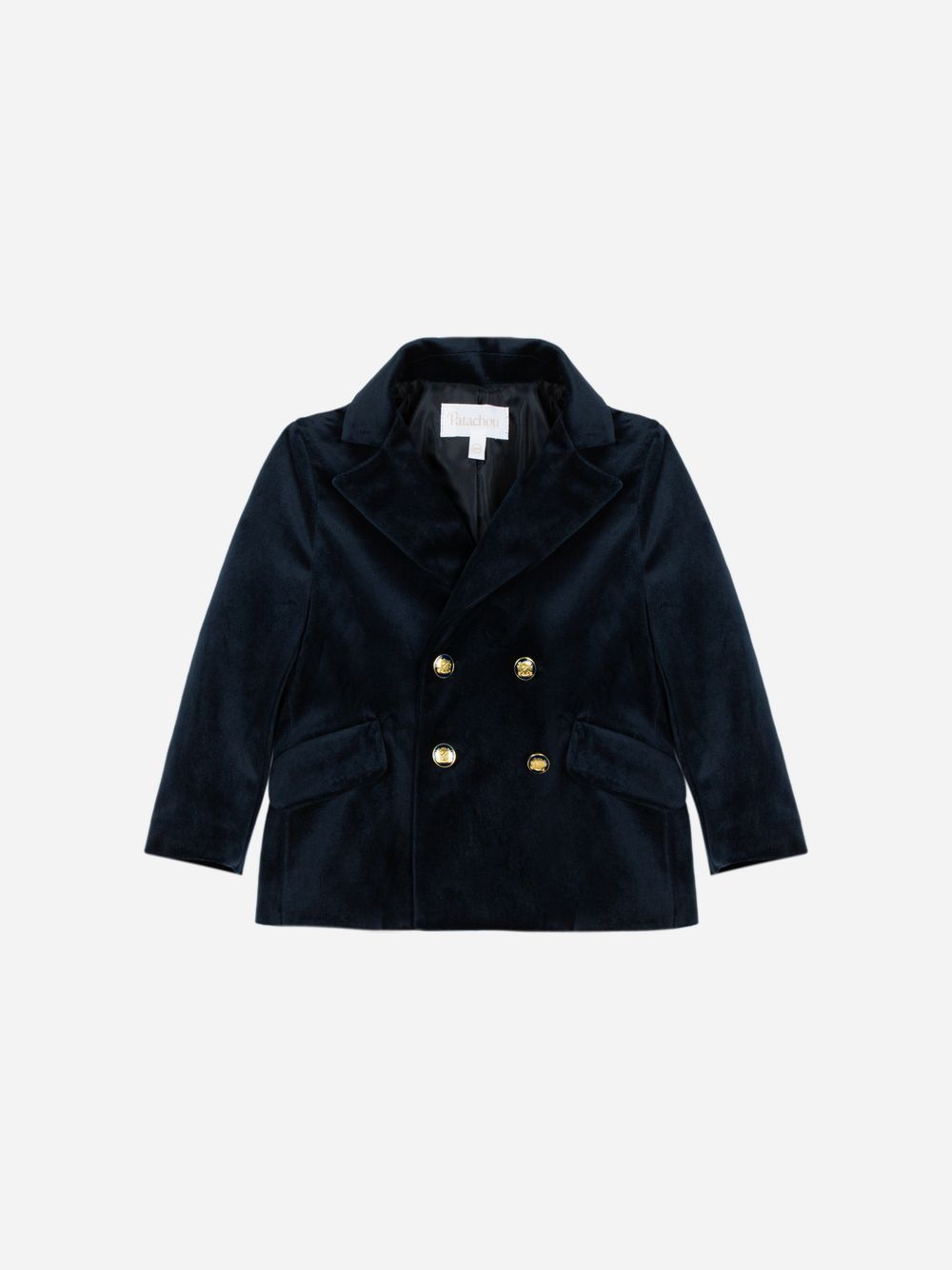 Elegant navy blue velvet blazer for boys