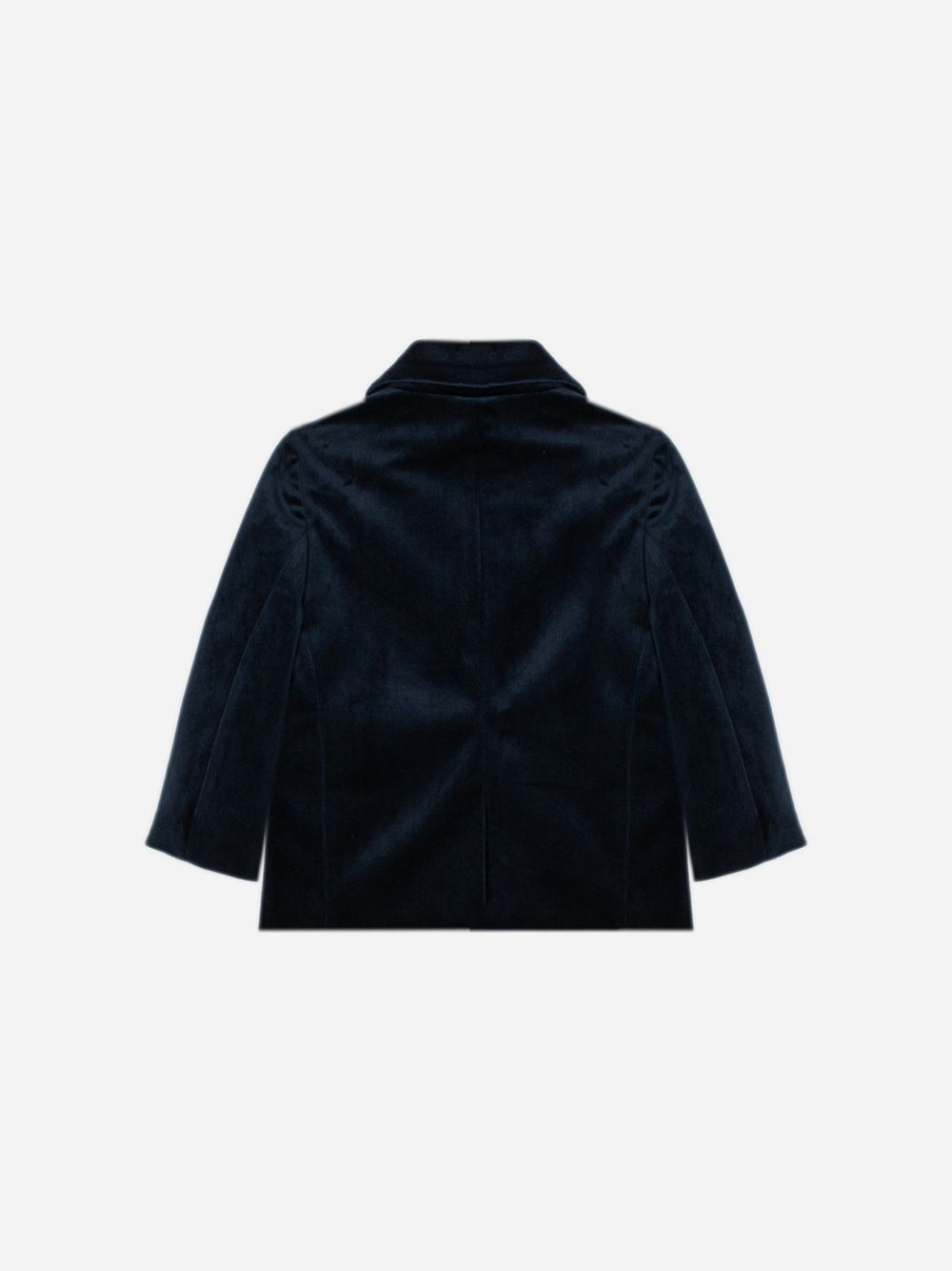 Elegant navy blue velvet blazer for boys