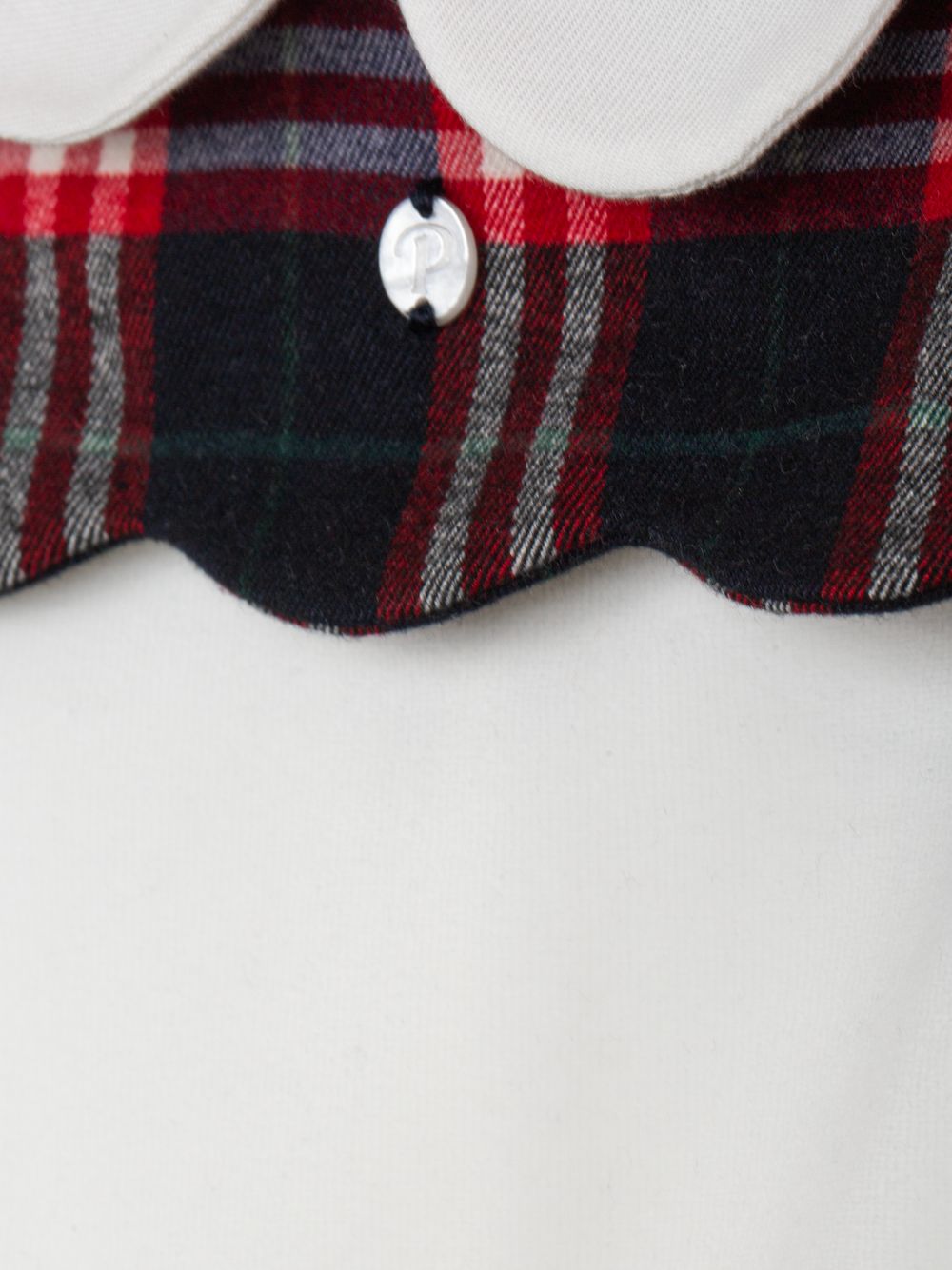 Ecru babygrow with tartan detailing