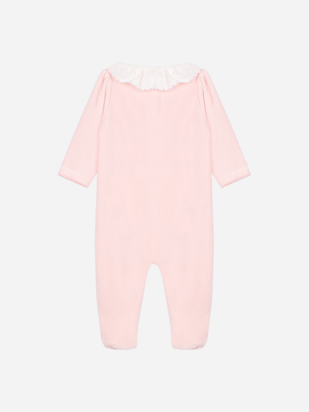 Elegant pink babygrow with embroidered collar
