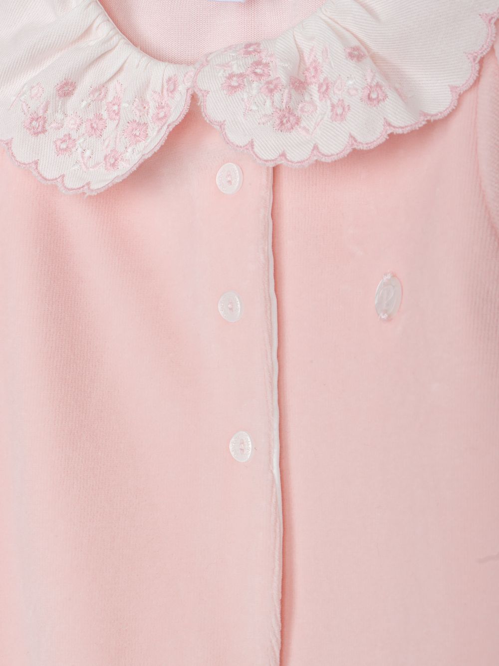 Elegant pink babygrow with embroidered collar