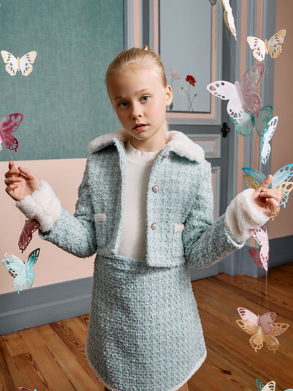 Multicolor Elegant tweed coat