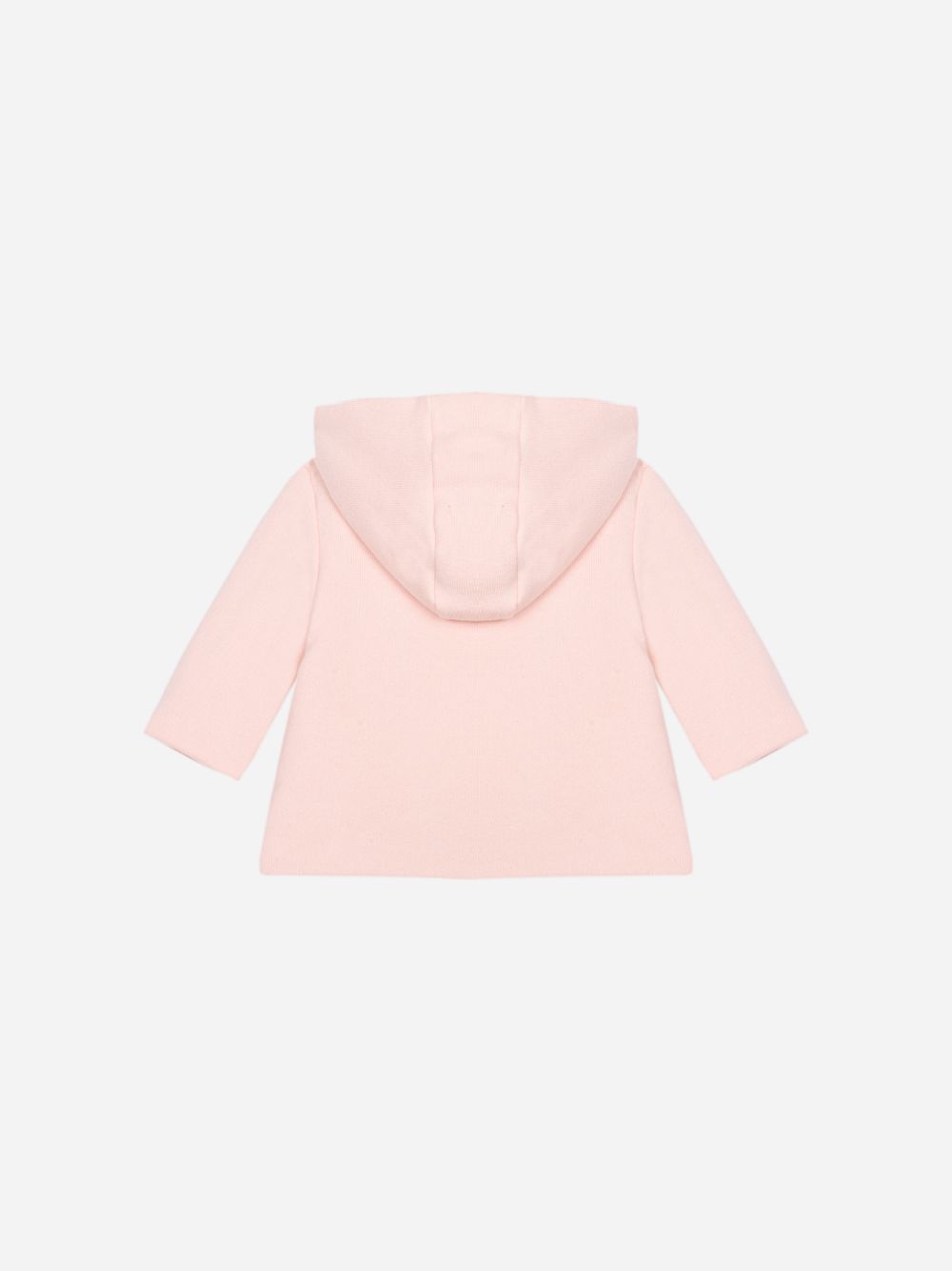 Pale pink coat with a hood lined with Liberty fabric