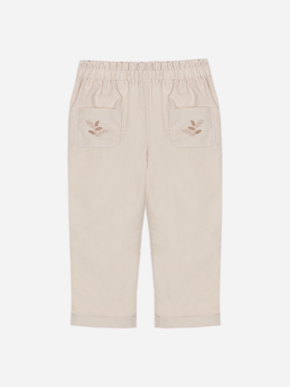 Elegant beige embroidered trousers