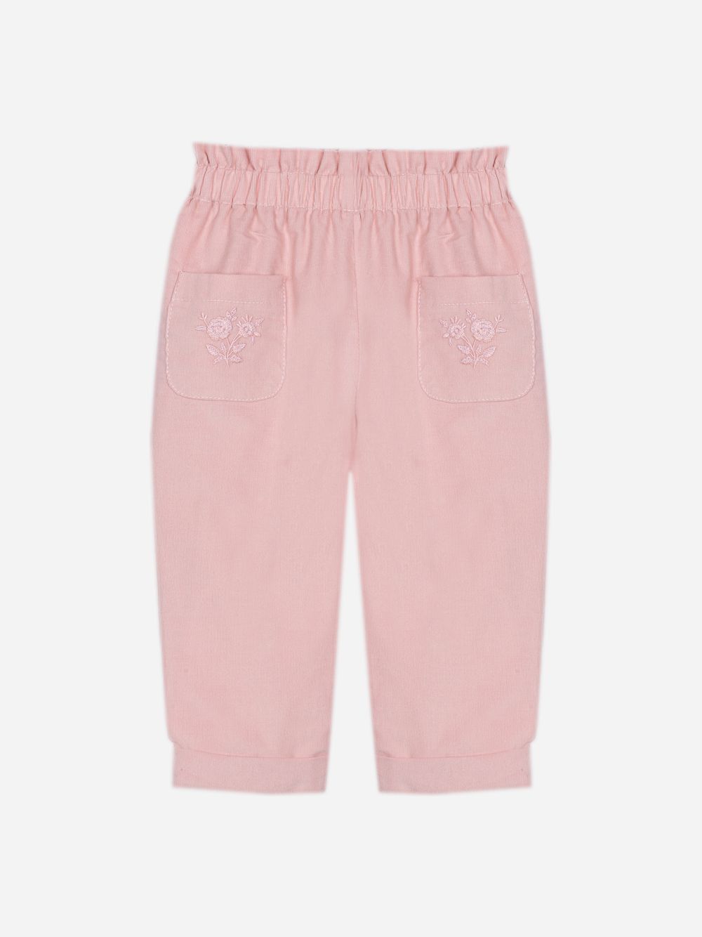 Elegant pale pink embroidered trousers