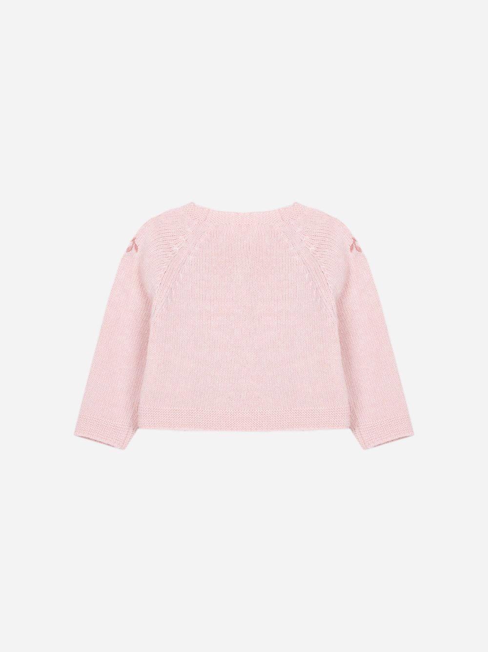 Pale pink knit cardigan with elegant embroidery