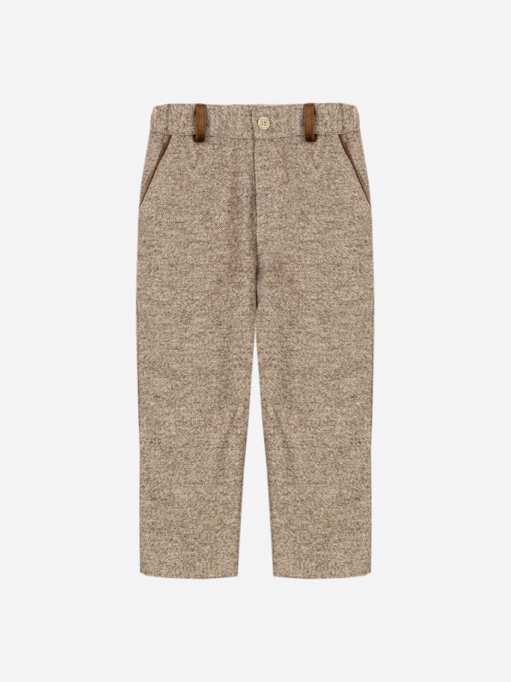 Beige pants for boys with velvet details