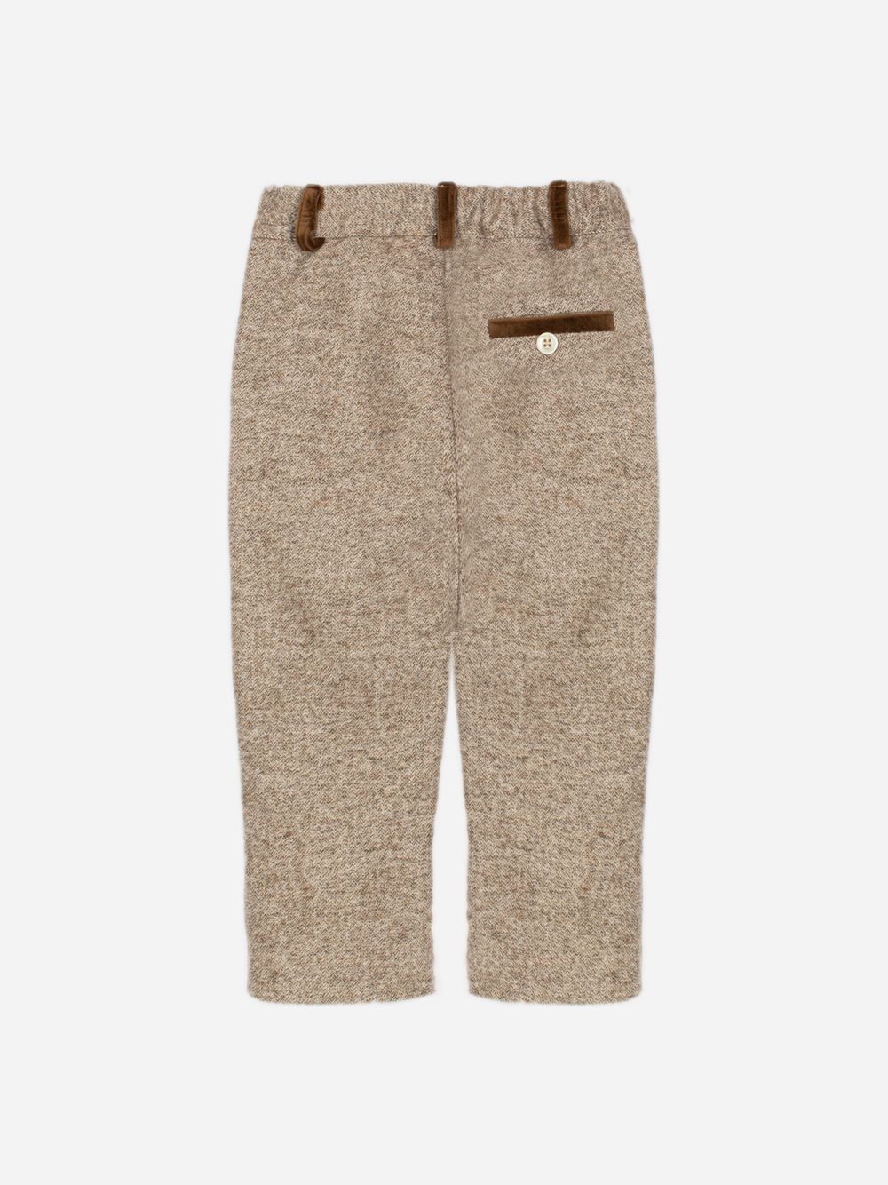 Beige pants for boys with velvet details