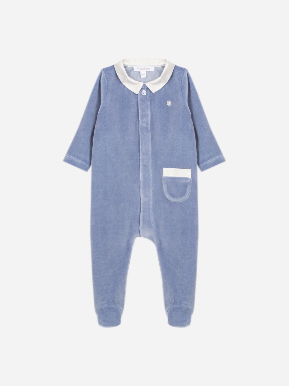 Elegant indigo blue babygrow with collar
