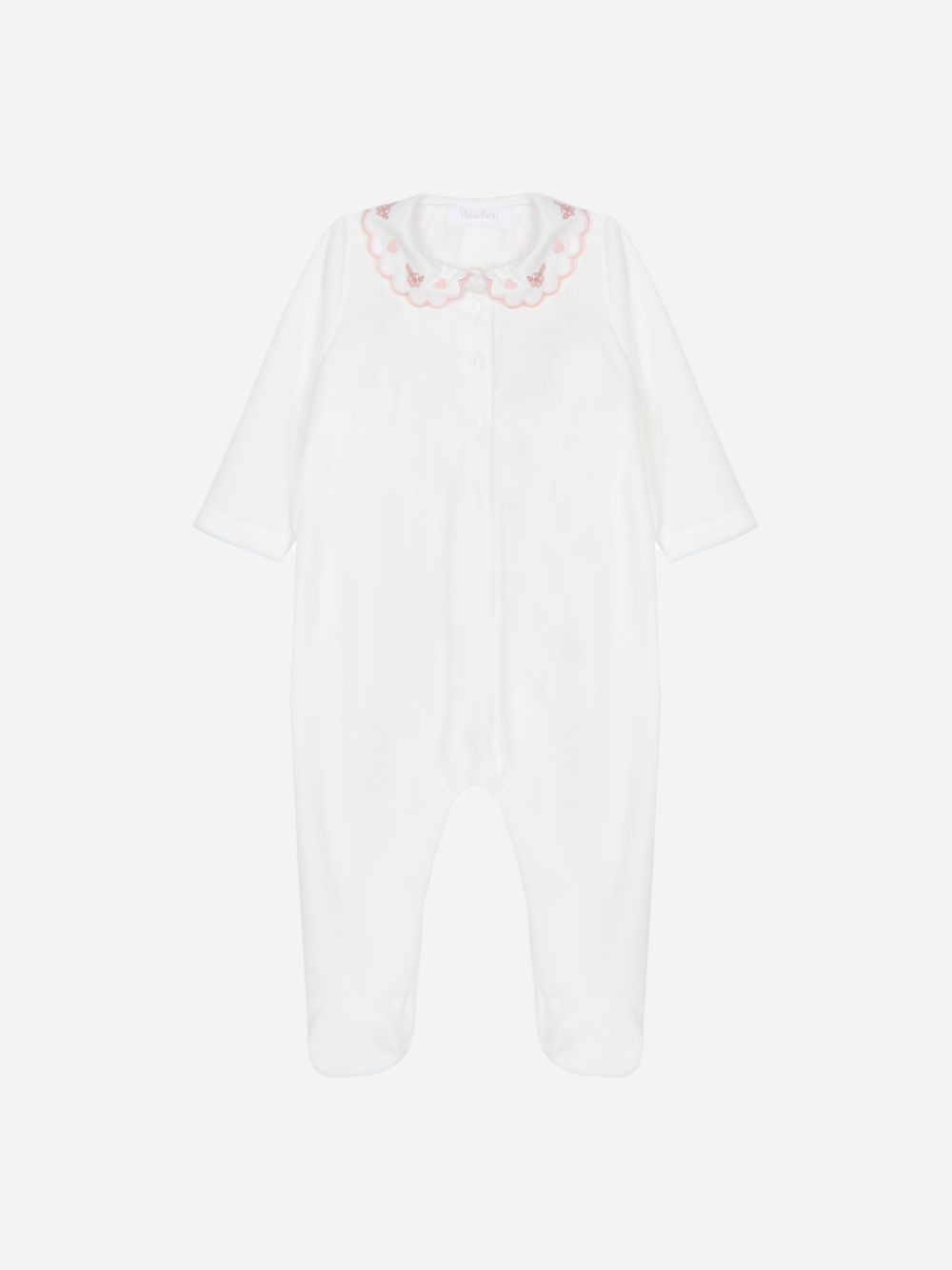 Ecru babygrow with elegant embroidered collar