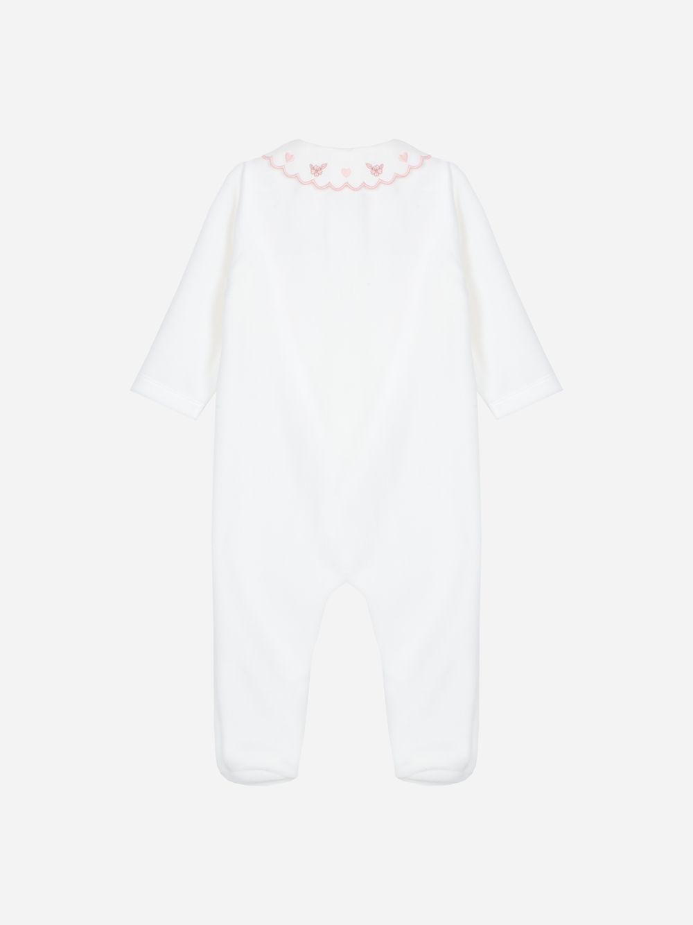 Ecru babygrow with elegant embroidered collar