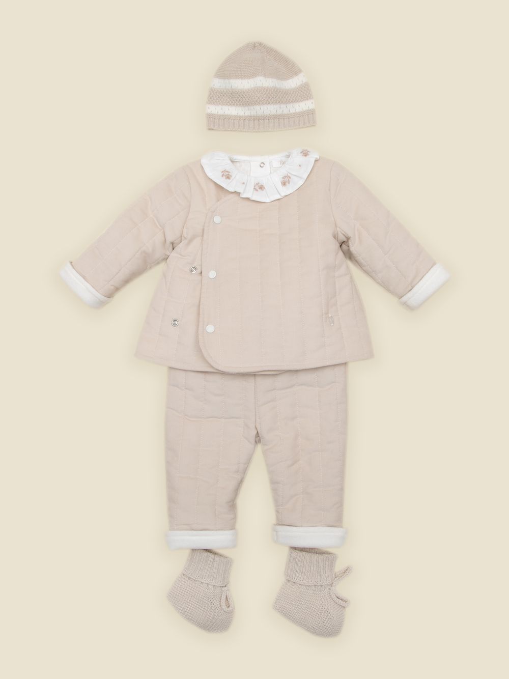 Quilted beige set for unisex