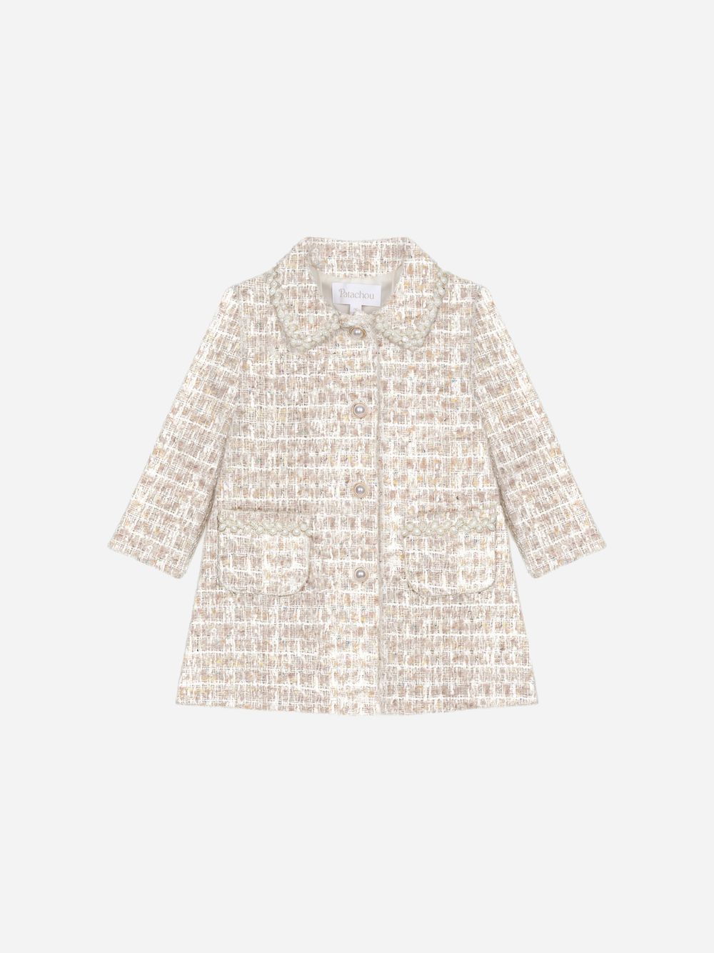 Elegant golden coat in sparkle tweed