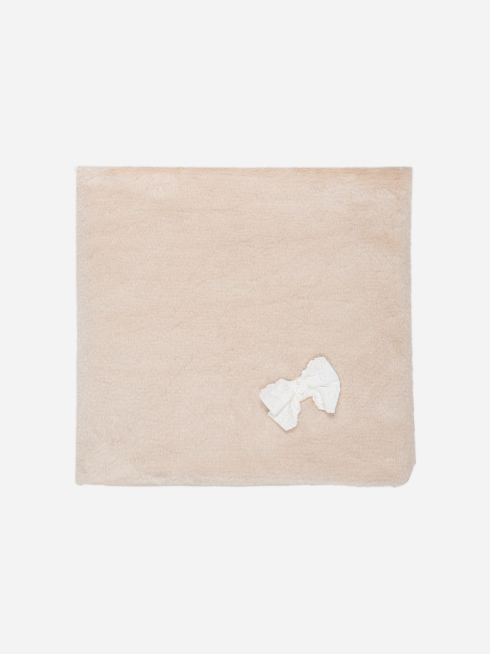 Beige fur blanket with bow