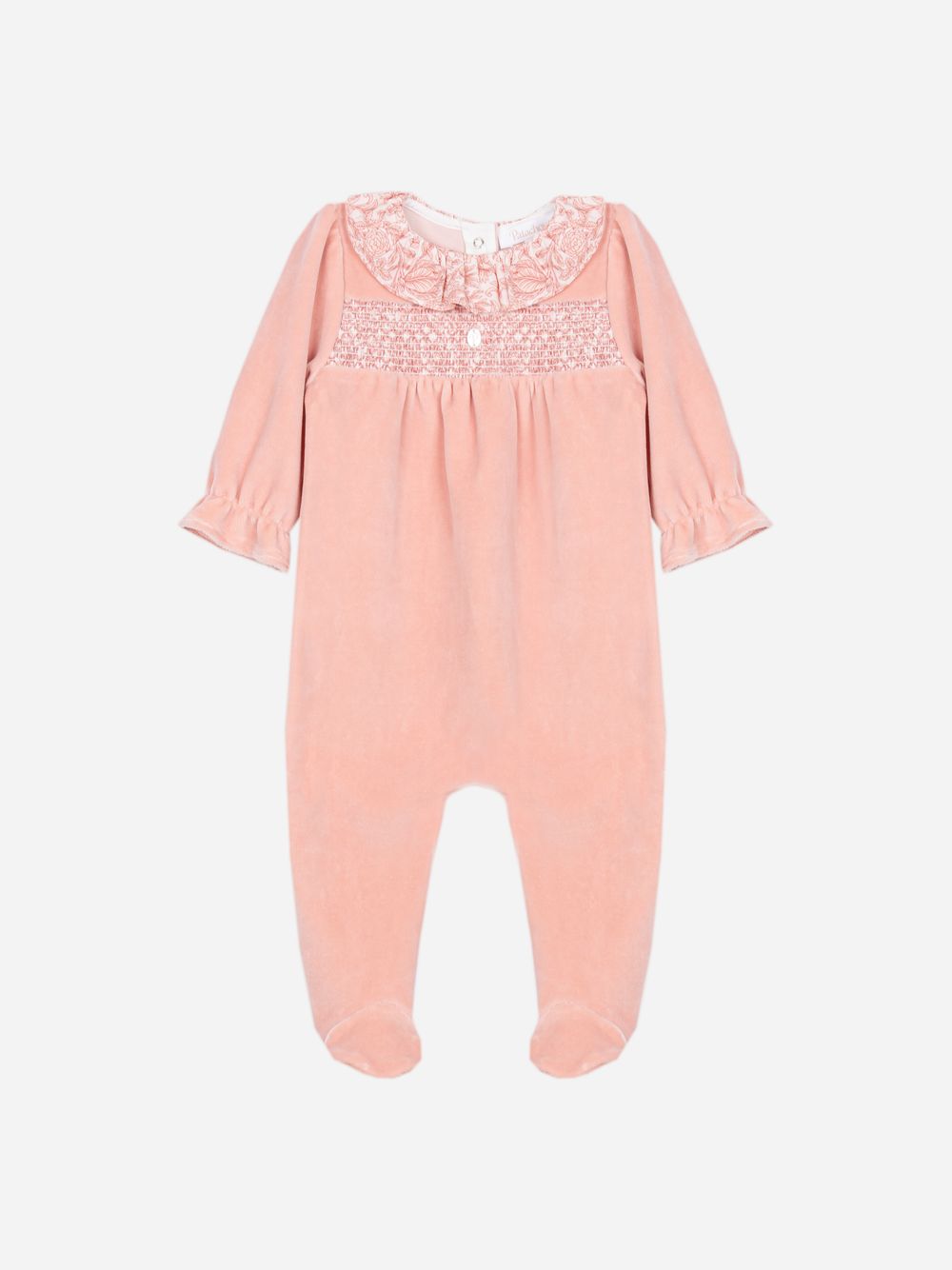 Pink babygrow with Liberty print details