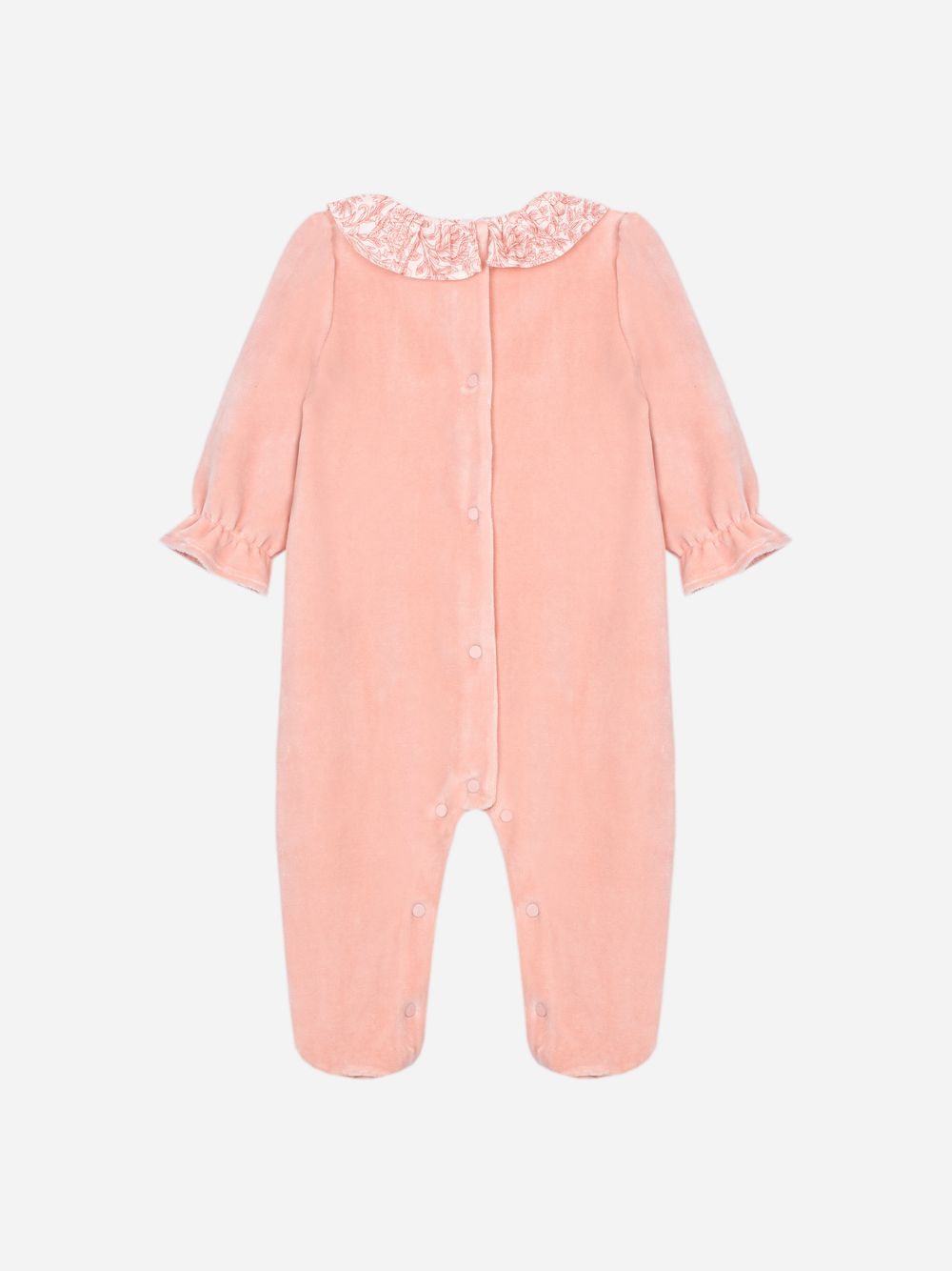 Pink babygrow with Liberty print details