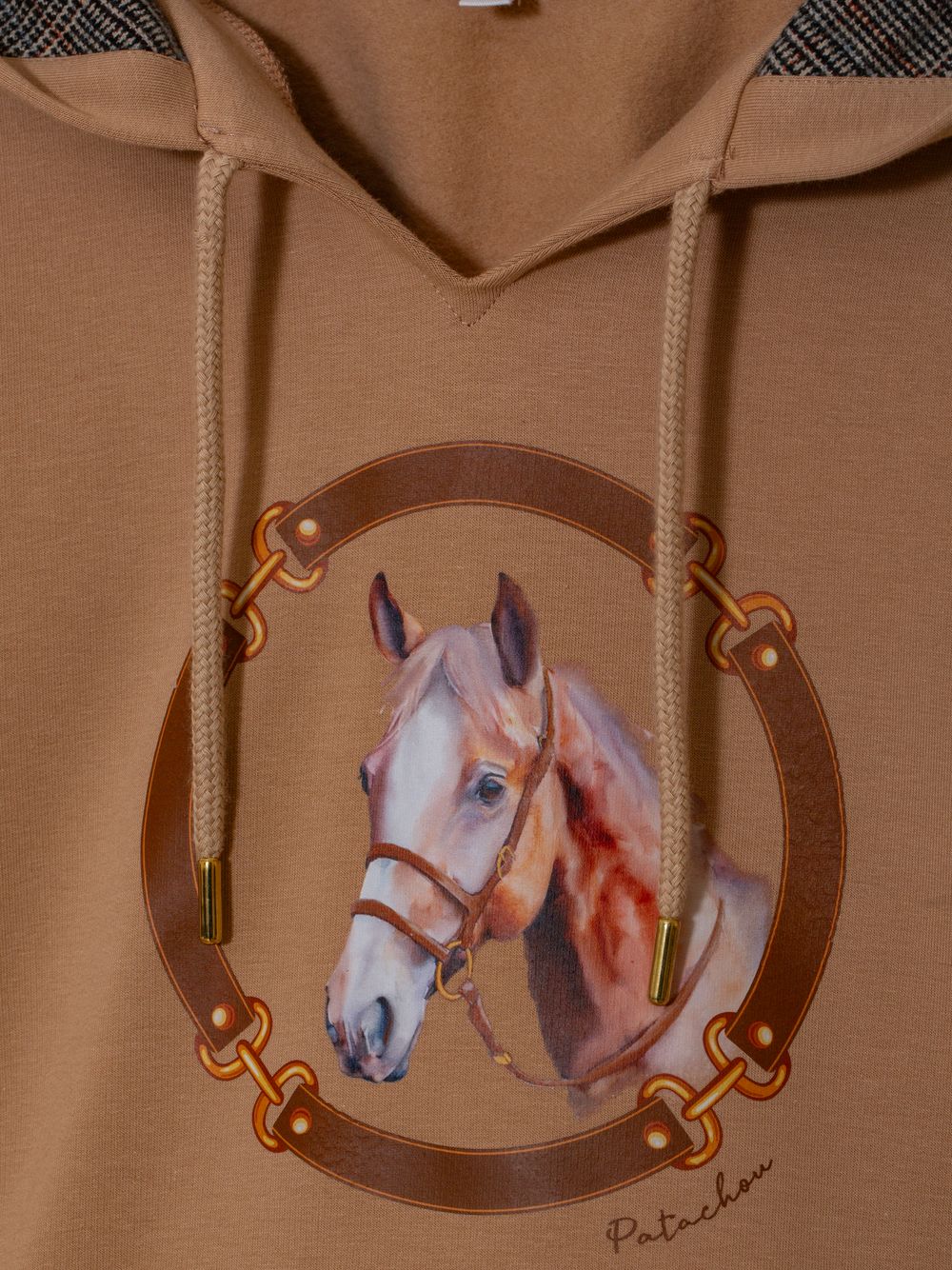 Camel hoodie with horse