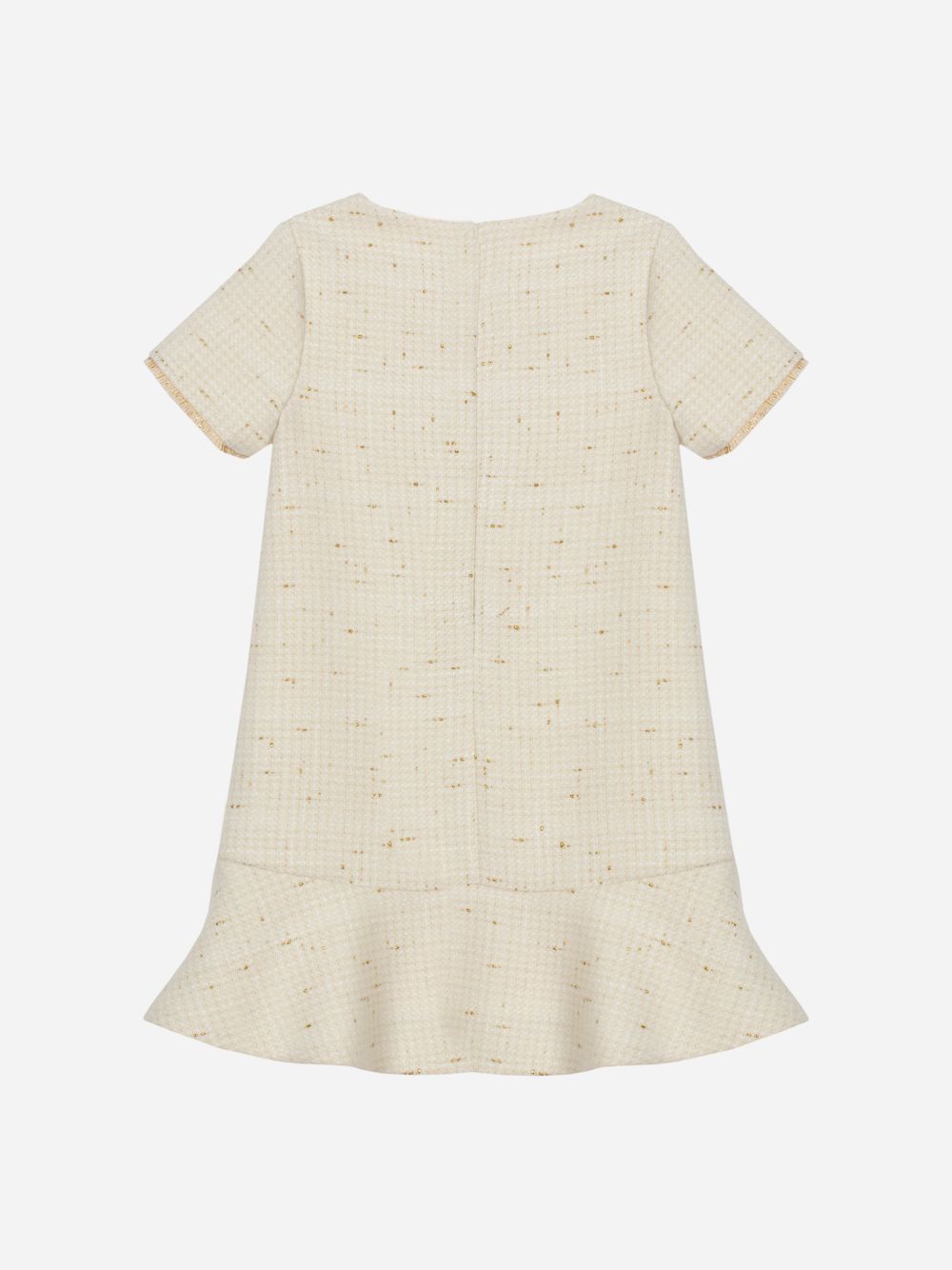 Ecru and gold tweed lurex dress