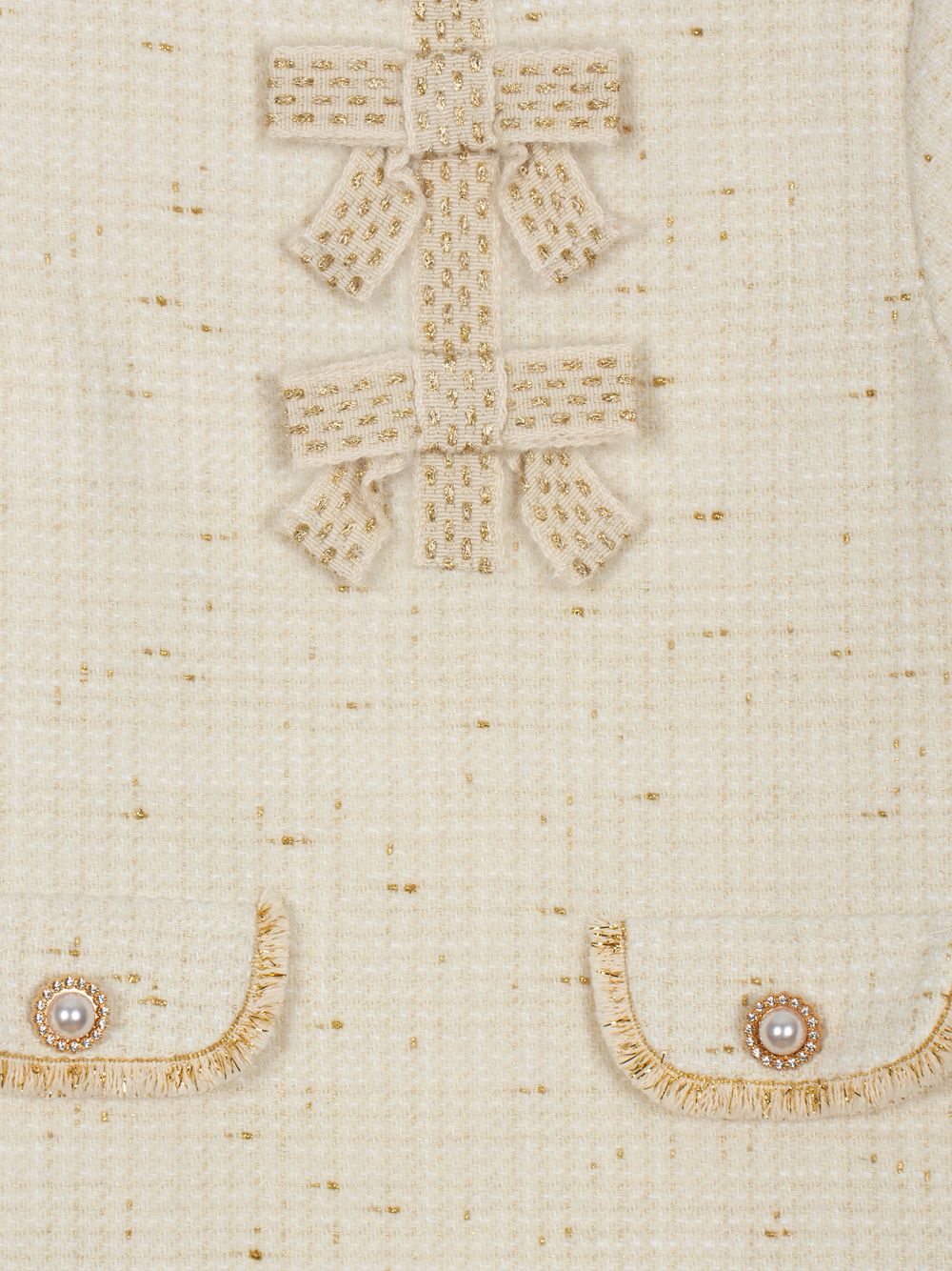 Ecru and gold tweed lurex dress