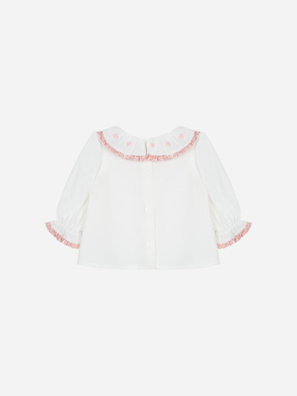 Ecru blouse with embroidered details and Liberty print
