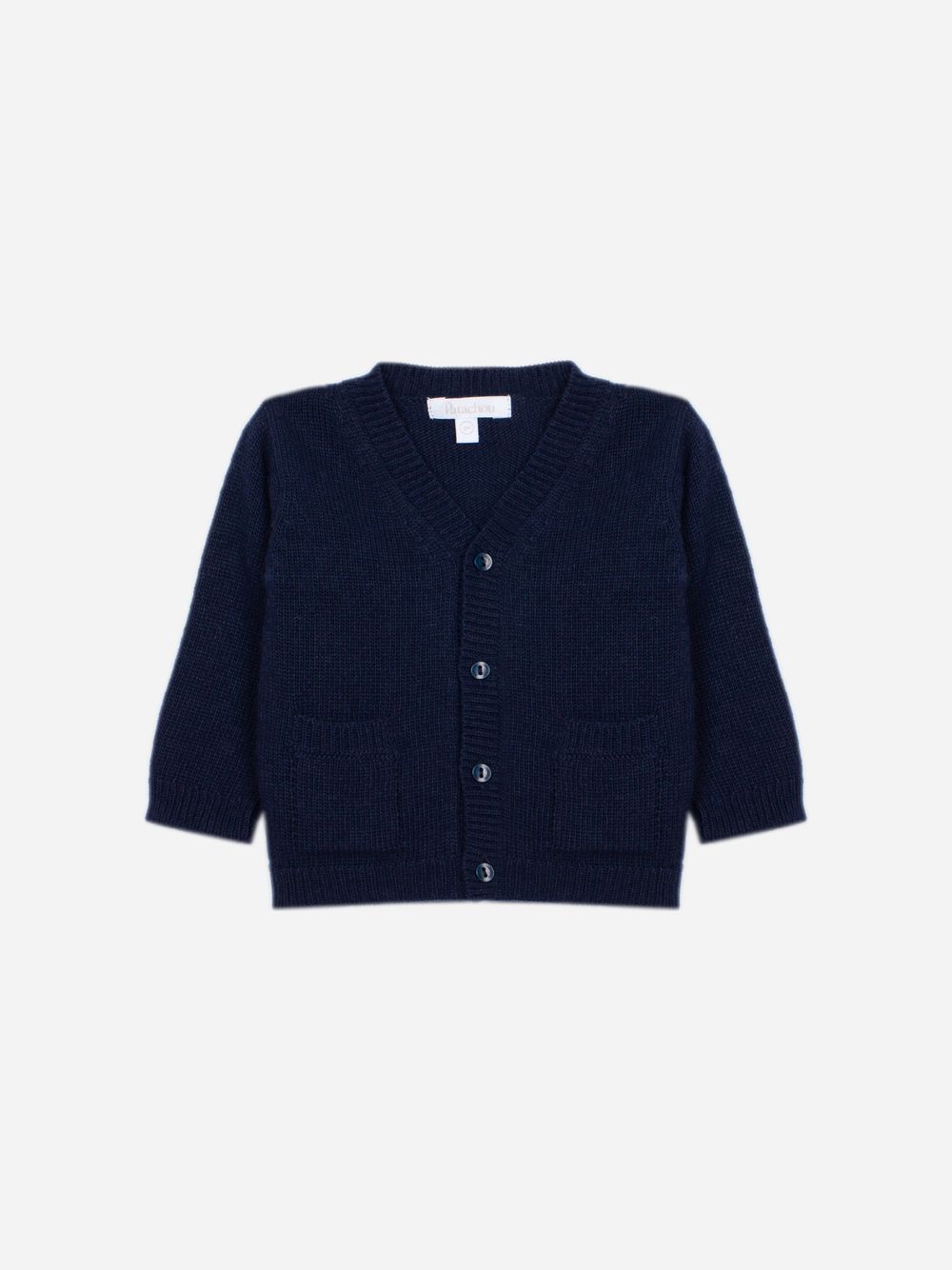 Simple and elegant navy blue knit cardigan