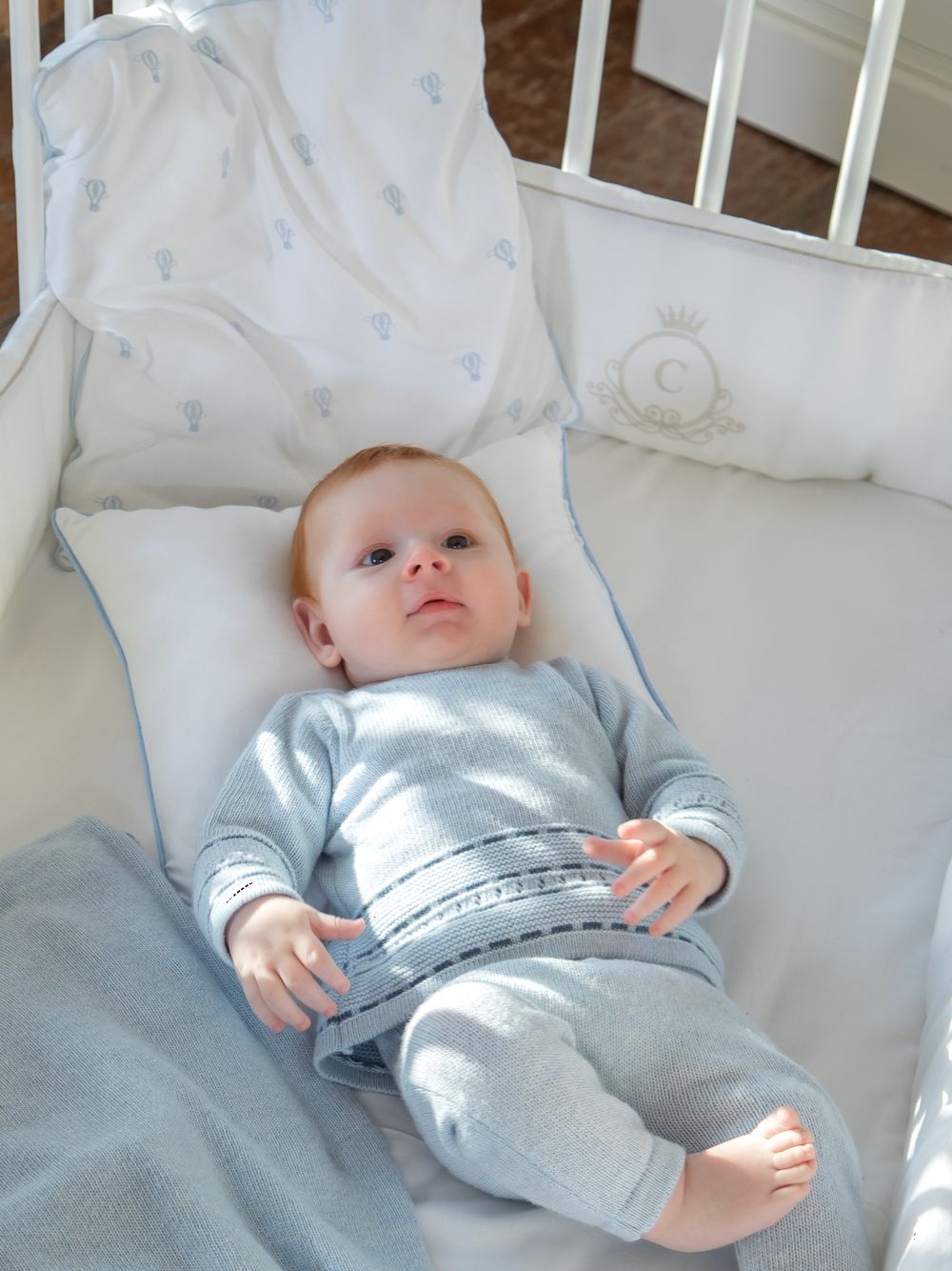 Blue knit baby set
