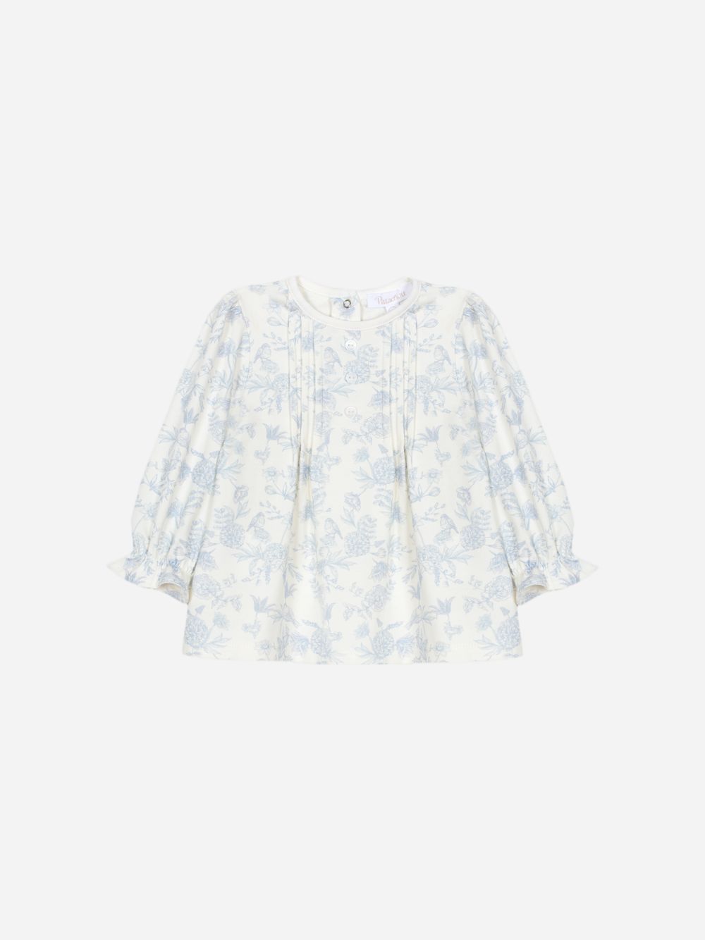 Blue printed jersey blouse