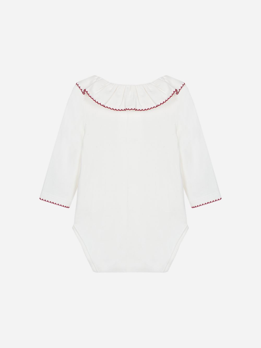Elegant ecru bodysuit with embroidered collar