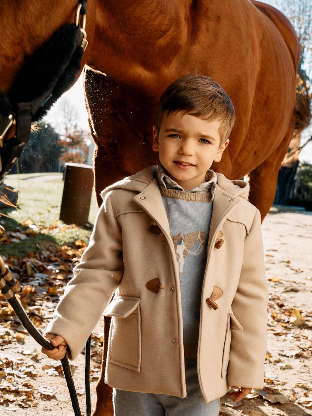 Beige coat with wooden buttons
