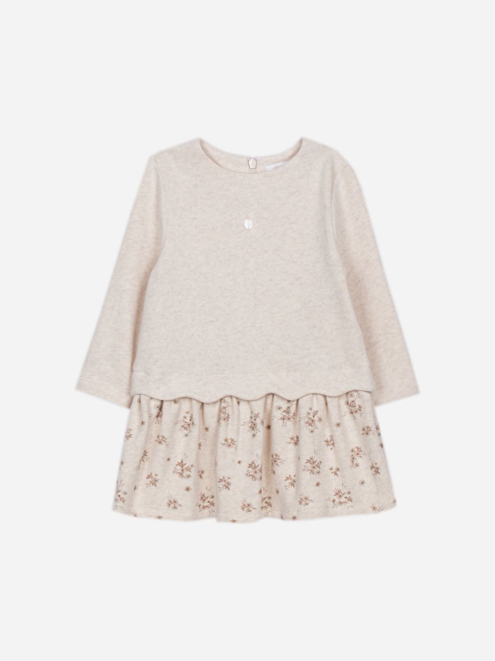 Elegant beige dress with floral print