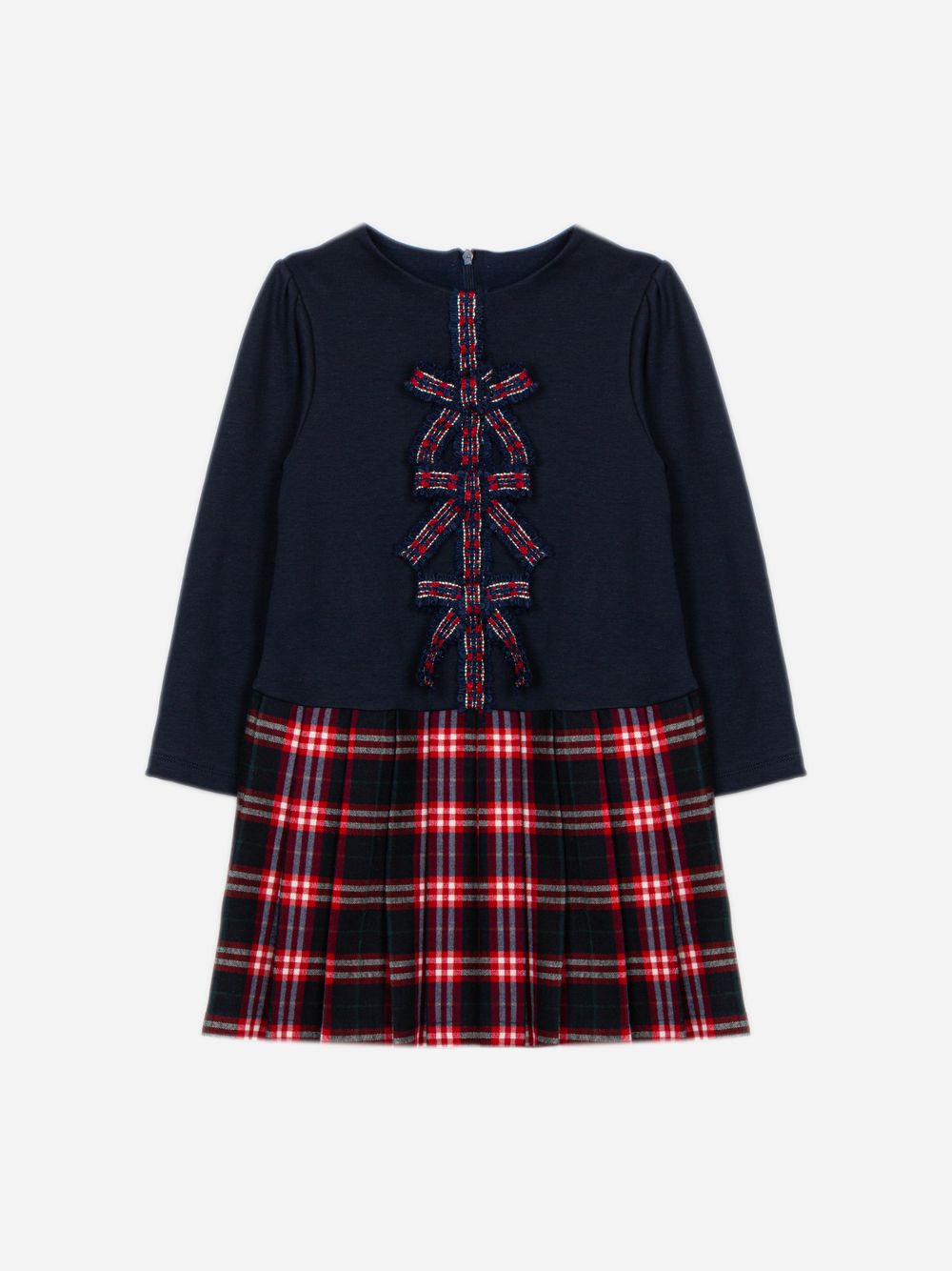 Navy Blue interlock and tartan dress