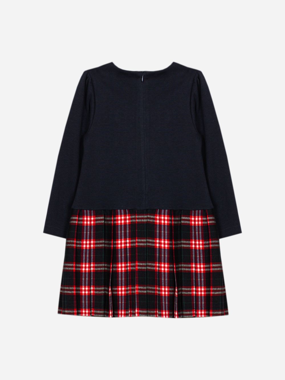 Navy Blue interlock and tartan dress