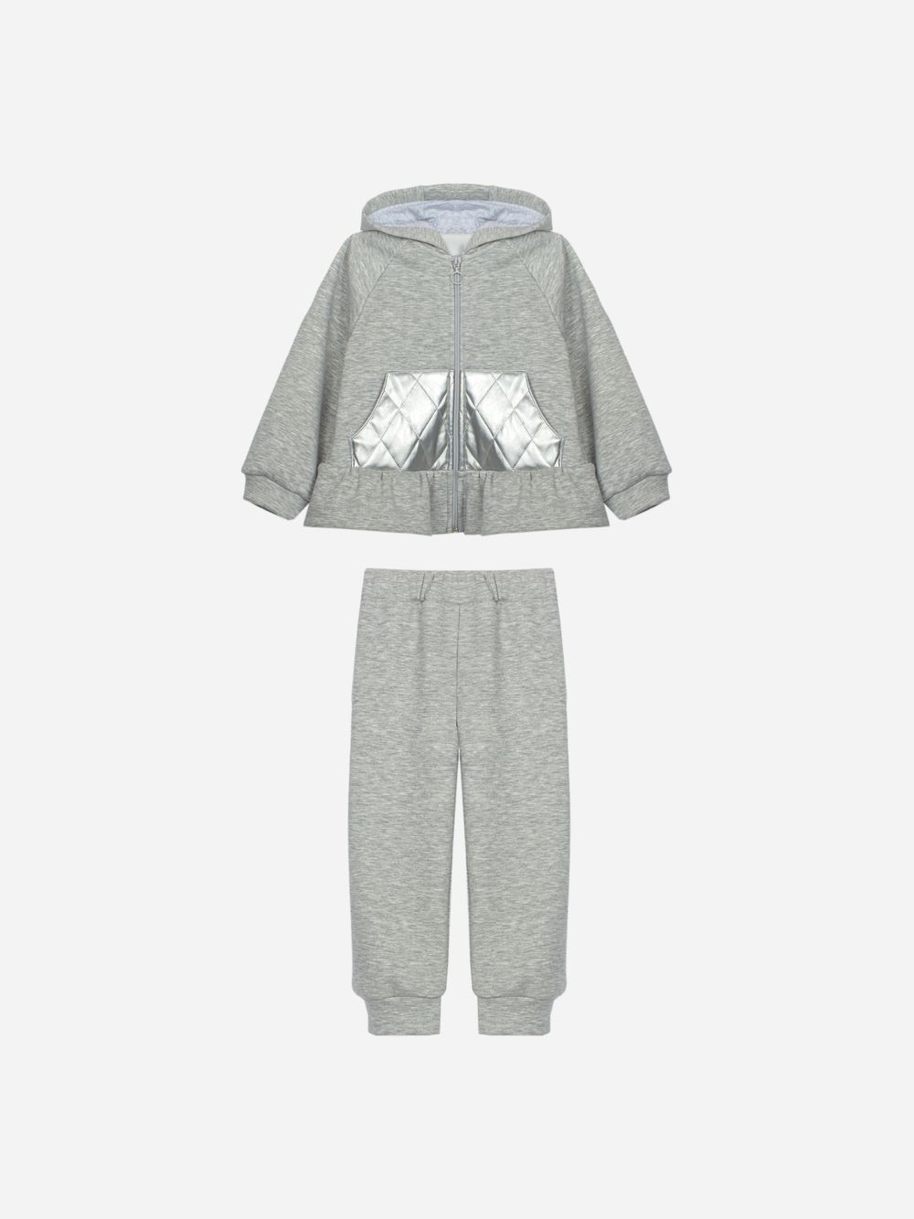 Grey tracksuit in cotton fleece 