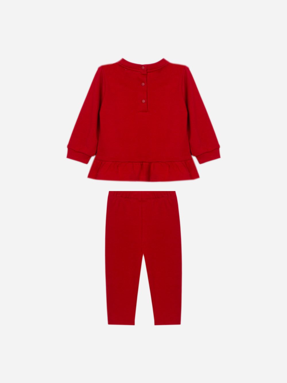 Red set with carousel embroidery on the front