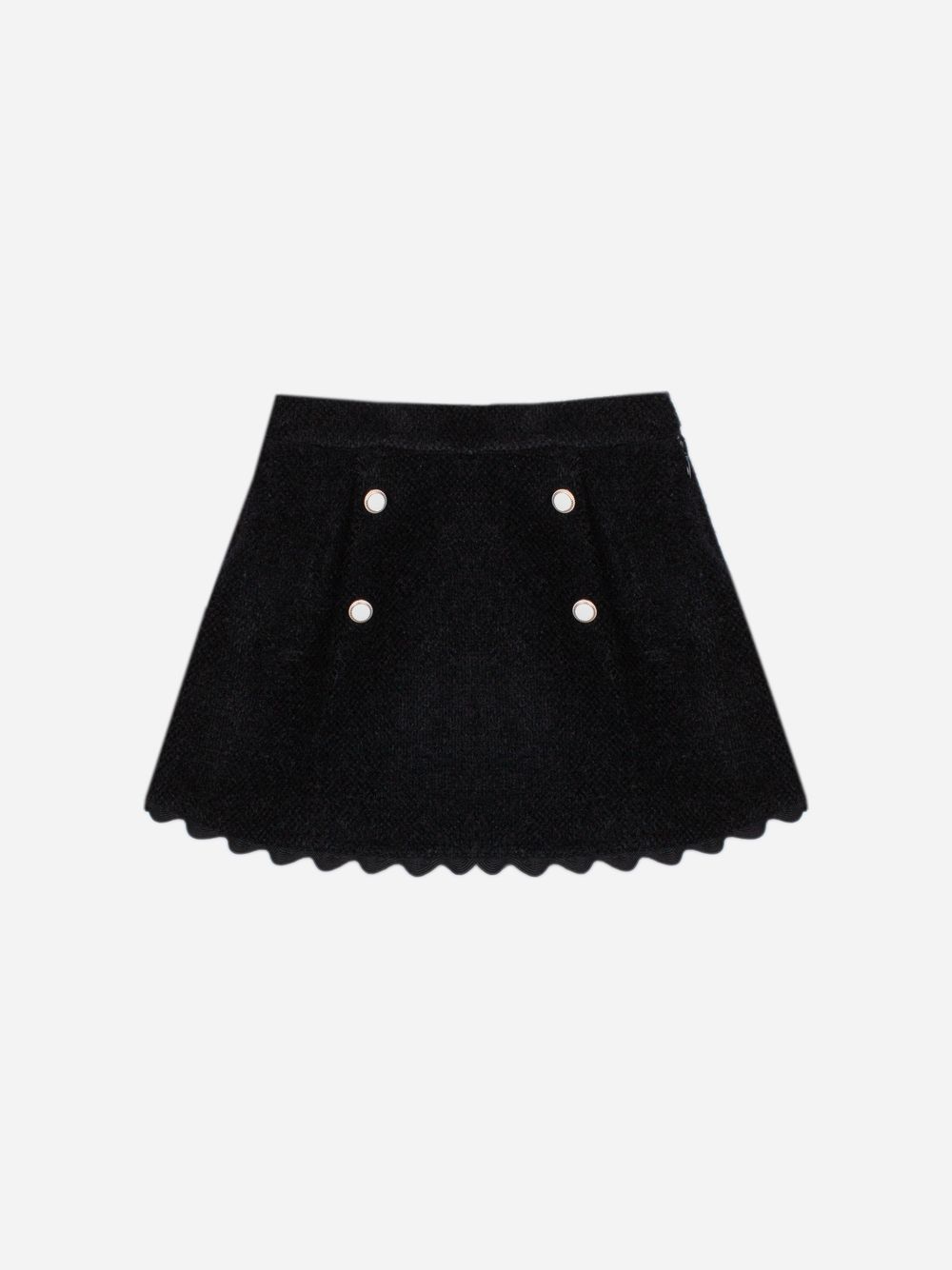 Elegant black skirt with decorative buttons