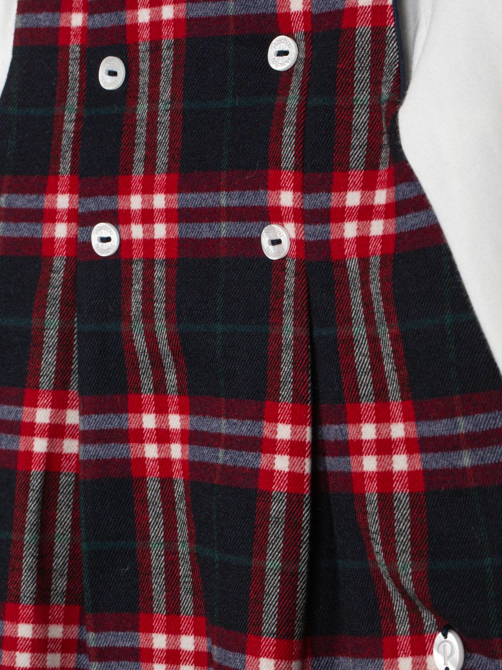 Red babygrow with tartan print