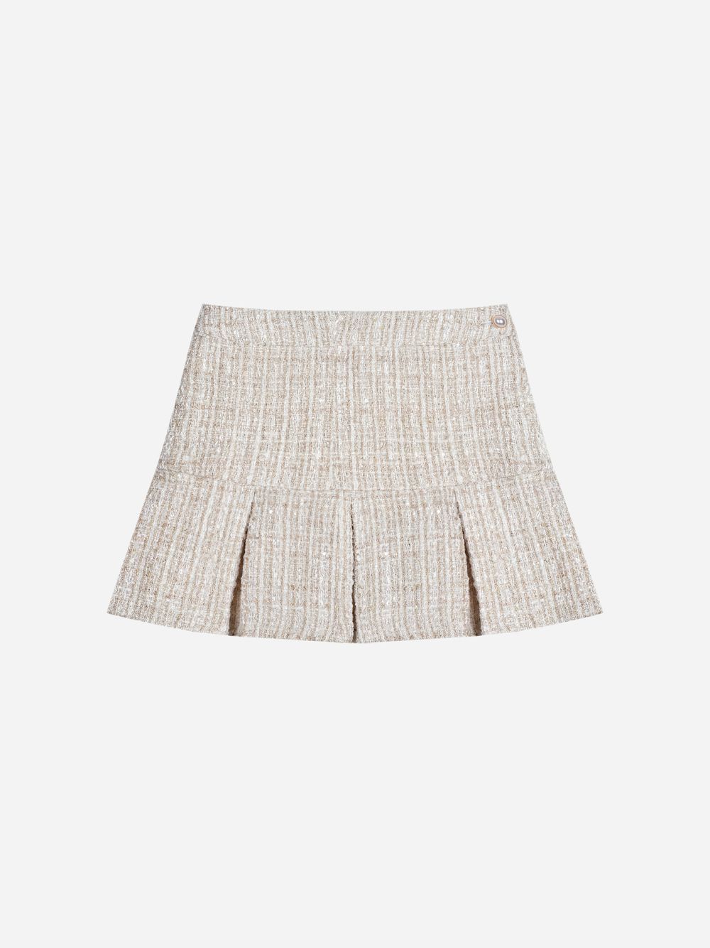 Golden skirt in sparkle tweed with pleats