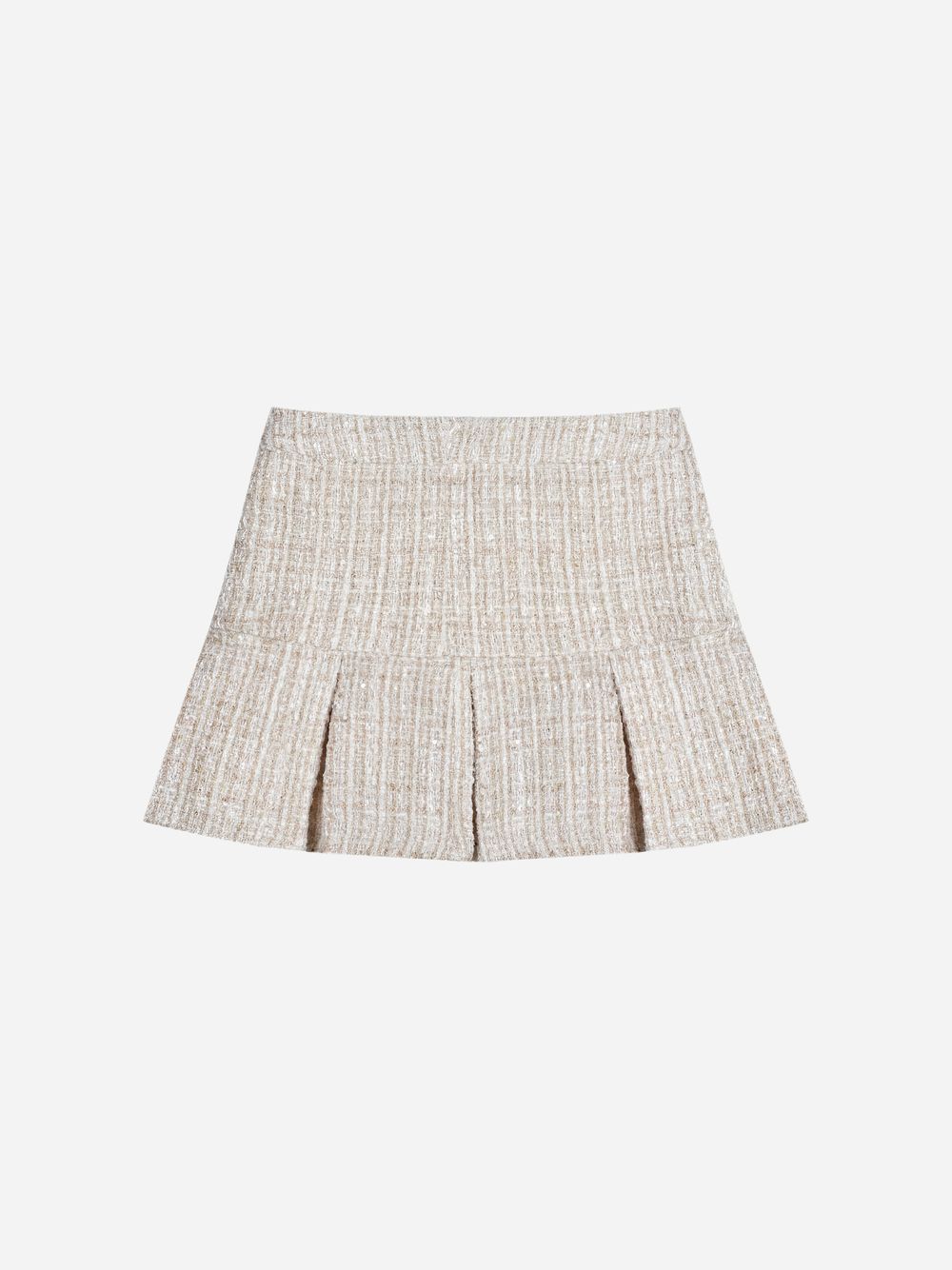 Golden skirt in sparkle tweed with pleats