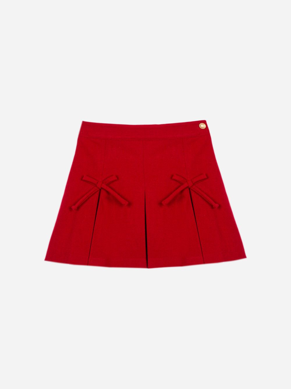 Elegant red skirt with delicate bows