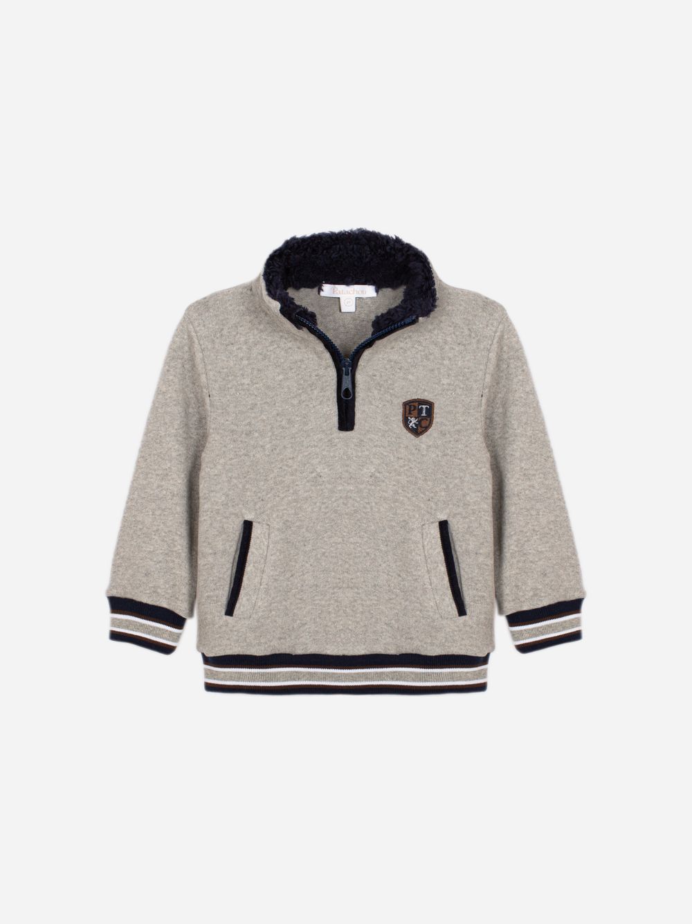 Elegant grey sweater with zipper