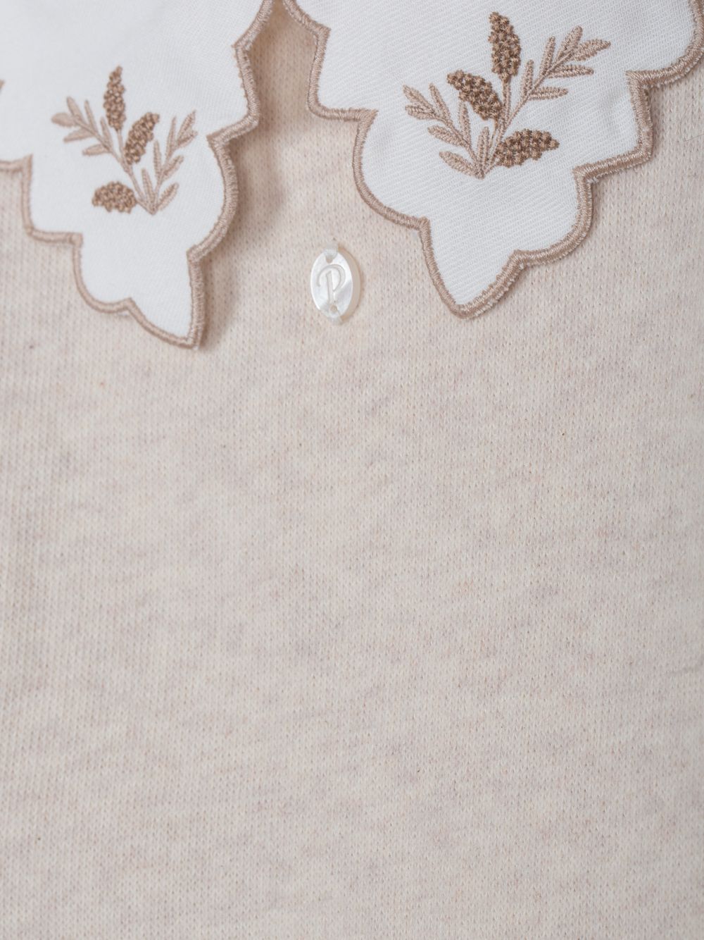 Elegant beige set with embroidered collar