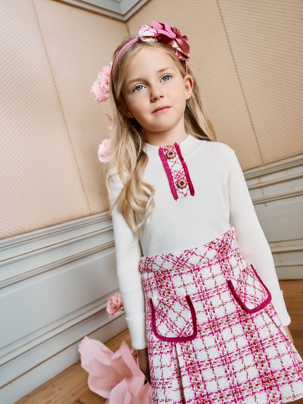 Pink tweed skirt